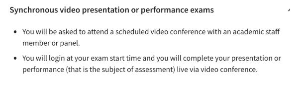 同步視頻演示或表現考試