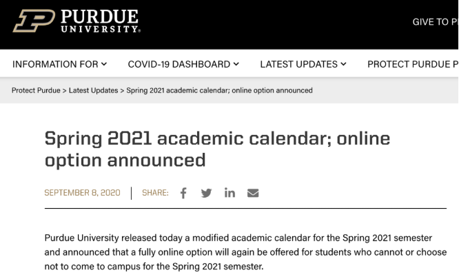 普渡大學(xué) 官網(wǎng)通知